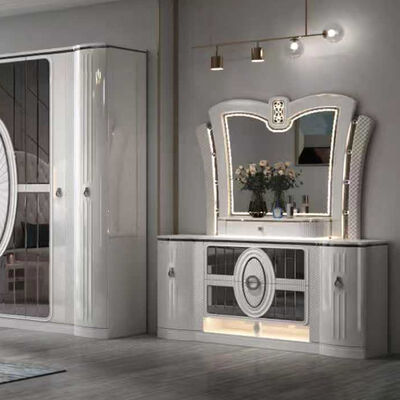 Giá bán buôn Đồ nội thất phòng ngủ sang trọng hiện đại Đặt king Size Bed Frame Master Room Toàn bộ phòng ngủ Thổ Nhĩ Kỳ với đèn LED