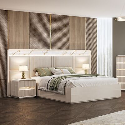 Sản phẩm bán buôn đồ nội thất phòng ngủ hiện đại Home Master Room Hotel Apartment Khung gỗ King Size Modern Luxury Bedroom Sets
