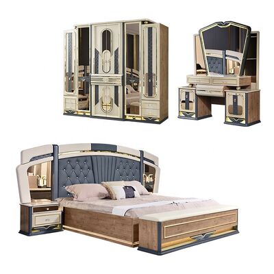 Chambre a Coucher Complete De Luxe Bedroom Sets King Size Bed Home Room Double Wooden Frame Modern Luxury Bedroom Furniture Set (Thiết đồ nội thất phòng ngủ sang trọng)