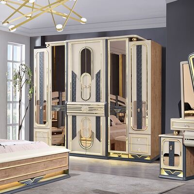 Chambre a Coucher Complete De Luxe Bedroom Sets King Size Bed Home Room Double Wooden Frame Modern Luxury Bedroom Furniture Set (Thiết đồ nội thất phòng ngủ sang trọng)