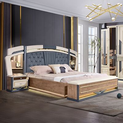 Chambre a Coucher Complete De Luxe Bedroom Sets King Size Bed Home Room Double Wooden Frame Modern Luxury Bedroom Furniture Set (Thiết đồ nội thất phòng ngủ sang trọng)