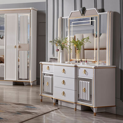 Modern Velvet Cover Headback Phòng gỗ King Size Sets Bed Furniture Queen Beds Full Cabinet Phòng ngủ