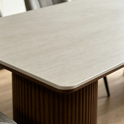 Ensemble Salle Manger Toàn bộ Bàn ăn bằng gỗ rắn Bàn ăn bằng đá Slate Bàn ăn trên Bàn nội thất phòng ăn 6 chỗ ngồi Bàn ăn gỗ hiện đại