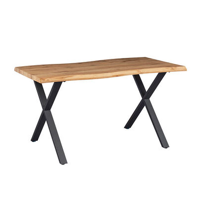 Phong cách tối giản hình chữ nhật Live Edge Bàn ăn đáy kim loại đồ nội thất phòng ăn gỗ Bàn ăn hiện đại 6 chỗ ngồi
