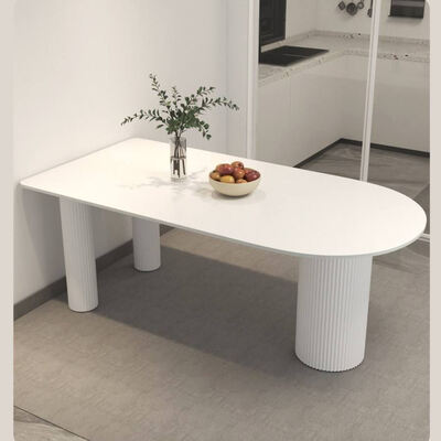 Bàn ăn Scandinavian trắng Thiết lập cơ sở kim loại Bàn ăn đồ nội thất phòng ăn đá đá đá đá đá đá đá cao cấp Bàn ăn hiện đại cho căn hộ khách sạn