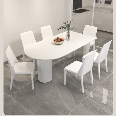 Bàn ăn Scandinavian trắng Thiết lập cơ sở kim loại Bàn ăn đồ nội thất phòng ăn đá đá đá đá đá đá đá cao cấp Bàn ăn hiện đại cho căn hộ khách sạn