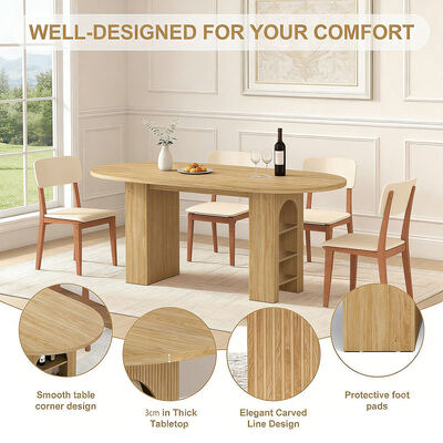 Factory Wholesale Extendable Dining Table Set 6 Seater Home Dining Room Oval Wooden Folding Dining Table with Storage Shelves Chiếc bàn ăn có thể mở rộng