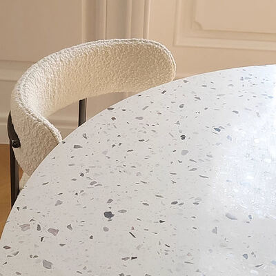 Đồ nội thất gia đình Bắc Âu Bàn ăn tròn màu trắng 6 chỗ ngồi Bàn ăn sang trọng hiện đại bằng gỗ và ghế đặt cho phòng ăn