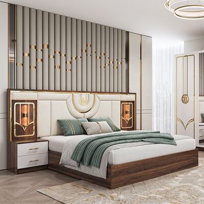 Trung Quốc bán buôn giá rẻ đồ nội thất phòng ngủ Thổ Nhĩ Kỳ Thiết lập khung gỗ Chiếc giường hạng sang King Size Chiếc giường đôi Full Modern Luxury Bedroom Sets