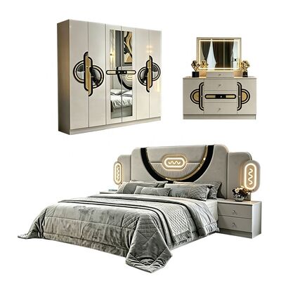 Trung Quốc bán buôn giá rẻ đồ nội thất phòng ngủ Thổ Nhĩ Kỳ Thiết lập khung gỗ Chiếc giường hạng sang King Size Chiếc giường đôi Full Modern Luxury Bedroom Sets