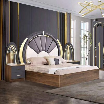 Bộ phòng ngủ phong cách Thổ Nhĩ Kỳ Giường cỡ King sang trọng Phòng ngủ chính Khung gỗ Hiện đại Bộ nội thất phòng ngủ hoàn chỉnh