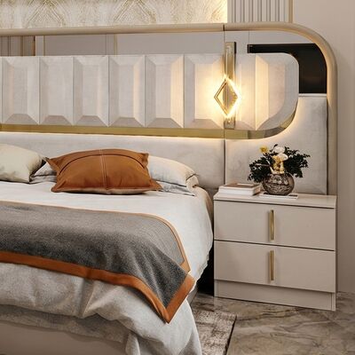 Bộ Phòng Ngủ Hoàng Gia Cao Cấp Sơn Bóng Vua Kích Thước King 5 Món Khung Gỗ Nội Thất Phòng Ngủ Hiện Đại Thổ Nhĩ Kỳ