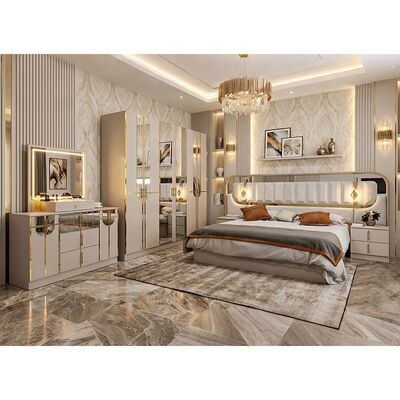 Bộ Phòng Ngủ Hoàng Gia Cao Cấp Sơn Bóng Vua Kích Thước King 5 Món Khung Gỗ Nội Thất Phòng Ngủ Hiện Đại Thổ Nhĩ Kỳ