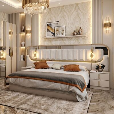 Bộ Phòng Ngủ Hoàng Gia Cao Cấp Sơn Bóng Vua Kích Thước King 5 Món Khung Gỗ Nội Thất Phòng Ngủ Hiện Đại Thổ Nhĩ Kỳ