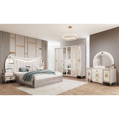 Bộ Nội Thất Phòng Ngủ Hiện Đại King Size Sang Trọng Với Đầu Giường Có Đèn, Giường Đôi, Khung Gỗ, Bộ Phòng Ngủ Chính Kiểu Thổ Nhĩ Kỳ