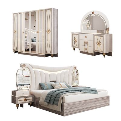 Bộ Nội Thất Phòng Ngủ Hiện Đại King Size Sang Trọng Với Đầu Giường Có Đèn, Giường Đôi, Khung Gỗ, Bộ Phòng Ngủ Chính Kiểu Thổ Nhĩ Kỳ