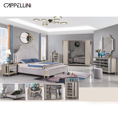 Bộ phòng ngủ bằng gỗ MDF màu trắng bền đẹp Mẫu đồ nội thất 861 Luxury King Size