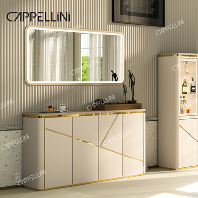 Luxury Modern Wooden Storage Phòng khách Tủ đồ nội thất nhà Bữa ăn Buffet Tủ ghế bên gỗ Với gương