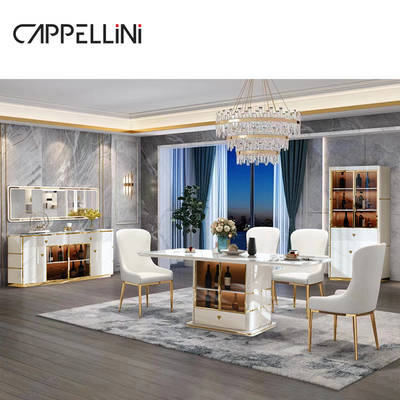 Modern White Wood Dining Table Set 4 Chairs 6 Seater Full Home Furniture Chiếc bàn ăn bằng gỗ sang trọng