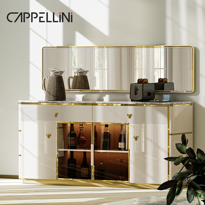 Thiết kế hiện đại Nhà bếp Bàn ghế dự bị Buffet Cabinet Phòng ăn Nhà đồ nội thất ẩm ướt Lưu trữ Bàn ghế gỗ Với gương