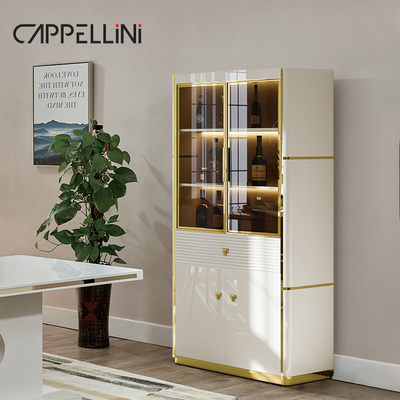 Modern White Glass Display Wine Cabinet Bar Living Room Furniture Storage Rack Luxury Wooden Wine Cabinet Cho Nhà