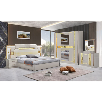 Phong cách sang trọng của Thổ Nhĩ Kỳ Khung gỗ King Size Set giường Led Headboard Modern Classic Full Home Thiết bị phòng ngủ gỗ