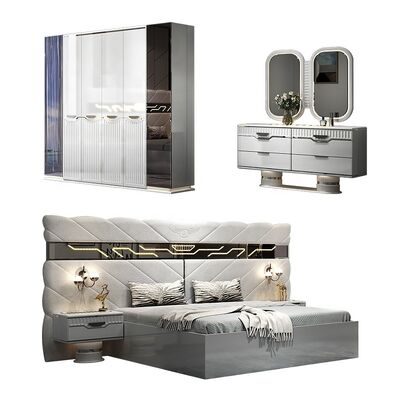 Bộ Phòng Ngủ Hiện Đại Hoàn Thiện Thiết Kế Mới 5 Món Giường Đôi Gỗ Khung Đôi Đồ Nội Thất Phòng Ngủ Cỡ King Sang Trọng Hiện Đại
