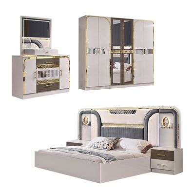 Thiết kế mới Toàn bộ phòng ngủ Thổ Nhĩ Kỳ Chiếc phòng ngủ 5 mảnh khung gỗ đôi Thiết bị phòng ngủ hiện đại