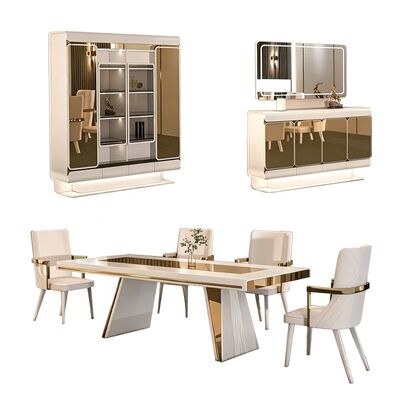 Bộ Đồ Ăn Hoàng Gia Sang Trọng Hoàn Chỉnh Nội Thất Gia Đình Nhà Hàng Bàn Ăn Gỗ Hiện Đại Hình Chữ Nhật Bộ 6 Ghế