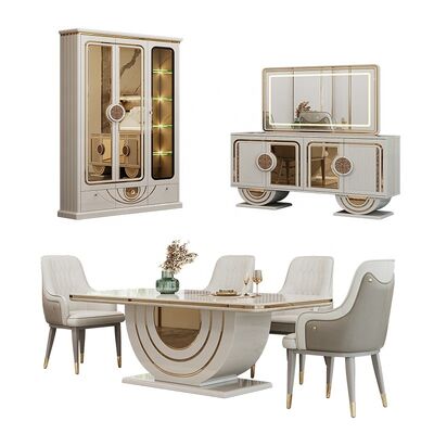Bộ Đồ Ăn Hoàng Gia Sang Trọng Hoàn Chỉnh Nội Thất Gia Đình Nhà Hàng Bàn Ăn Gỗ Hiện Đại Hình Chữ Nhật Bộ 6 Ghế